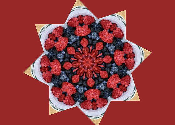 Strawberry And Blueberry Kaleidoscope Print Unisex , , , Long Sleeve Tee