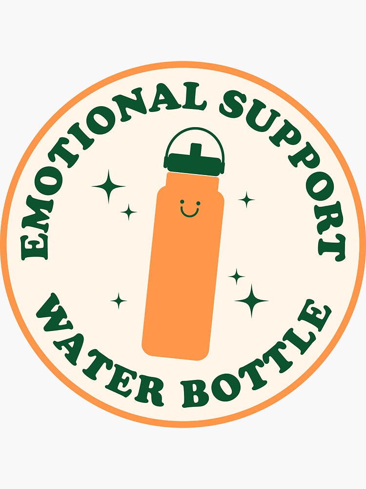 Emotional Support Water Bottle Sticker - Orange and Green by mariamemakes
