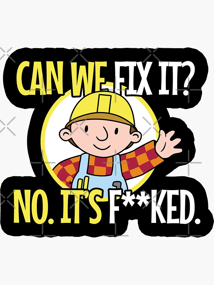 Can We Fix It Funny Repair Man Engineer Toolbox Sticker by Nerd Shizzle