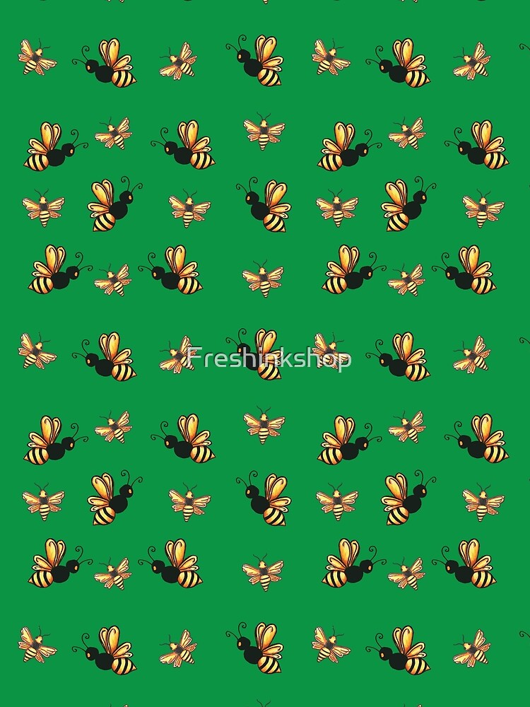 Bees, Bees, and more Bees Green by Freshinkshop