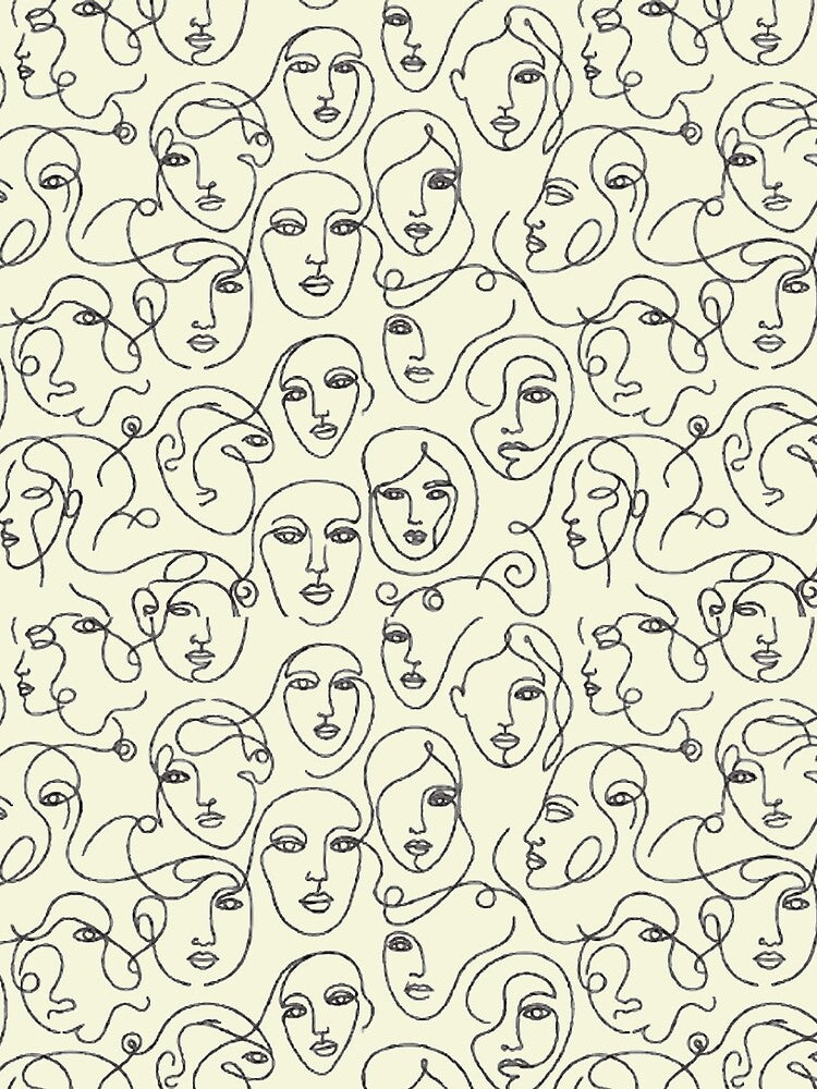 Minimalist Continuous Line Art Face Abstract Seamless Pattern by MT-Hub | Art for Every Soul