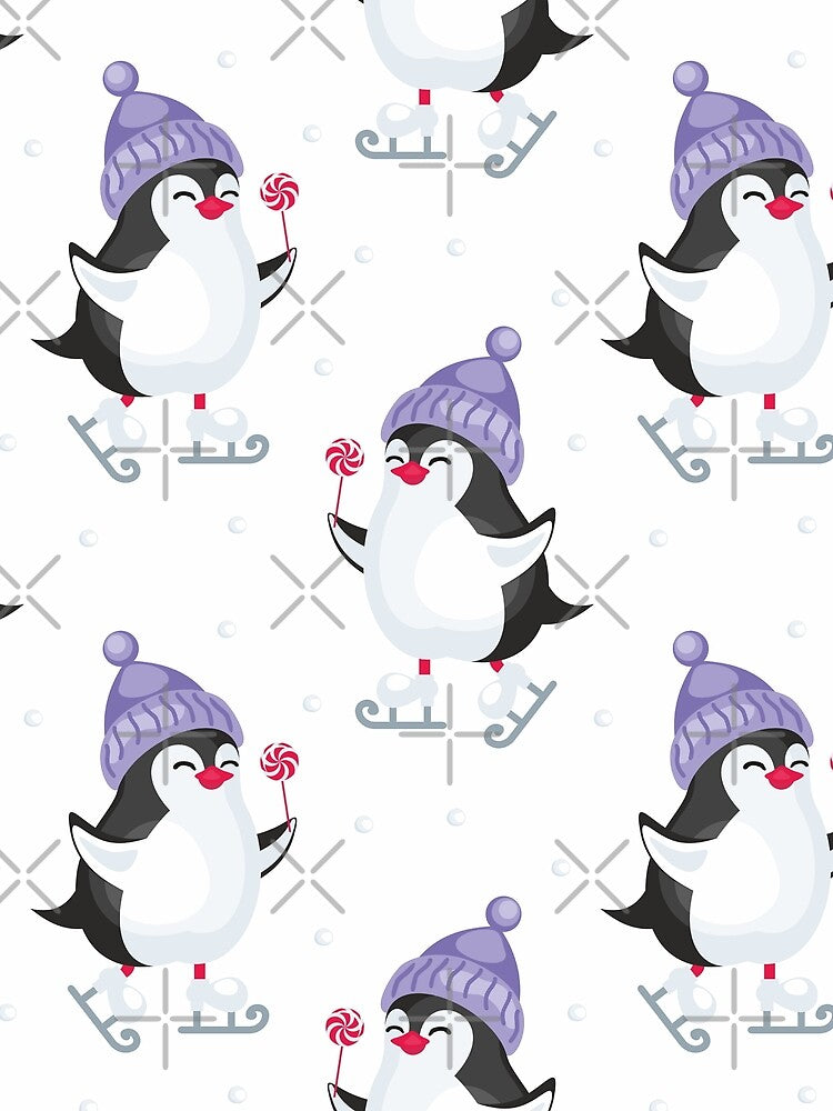 Funny Penguins Christmas Seamless Patterns No.5 - funny penguin,  funny patterns by Delandor