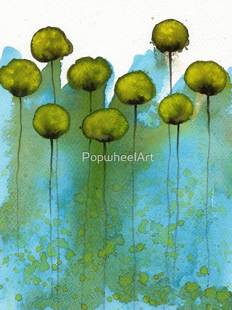 Rising to Meet the Sun - Yellow Watercolor Flowers by PopwheelArt