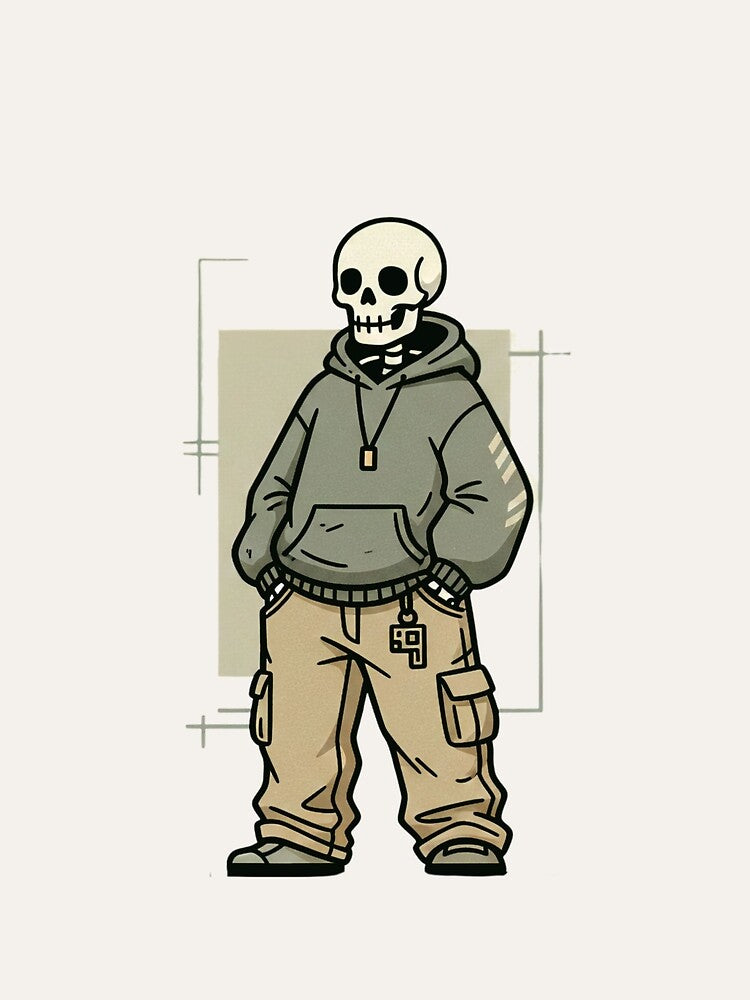 RAPPER | Minimalist Skeleton Streetwear Art by DEADLINE.