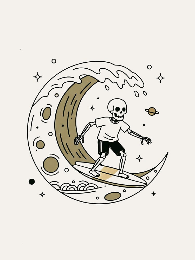 SURFER | Minimalist Skeleton Streetwear Art by DEADLINE.