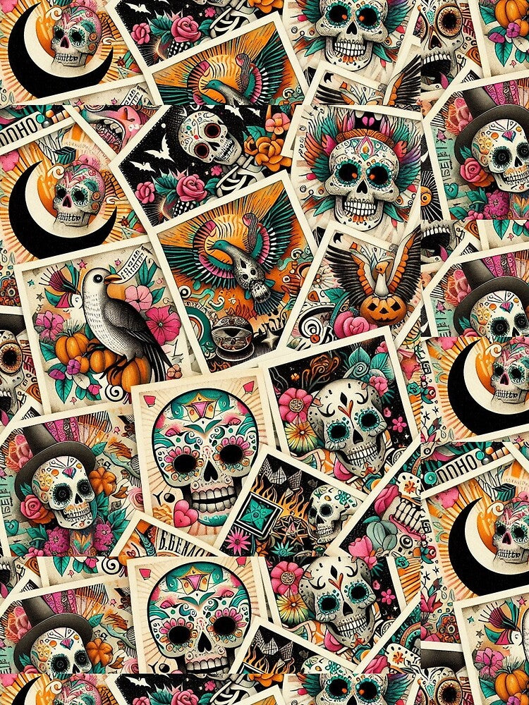 Mystical Skulls and Birds in Tattoo Collage Style by BriSher