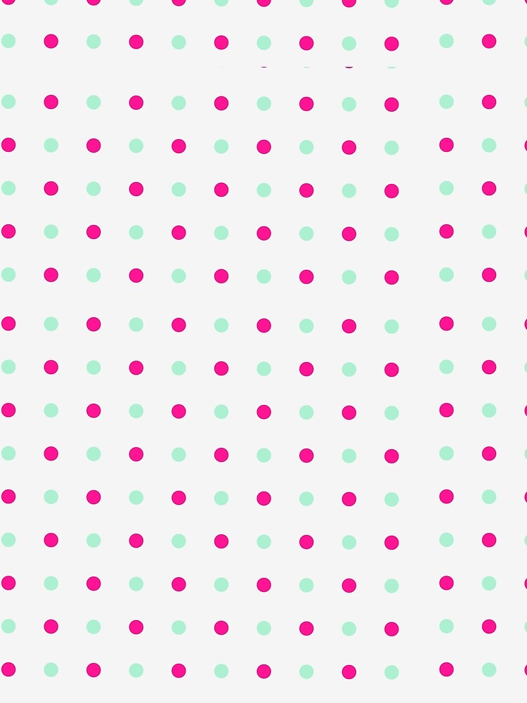 Candy Pink and Mint Dots on Gray Grid Background by BriSher