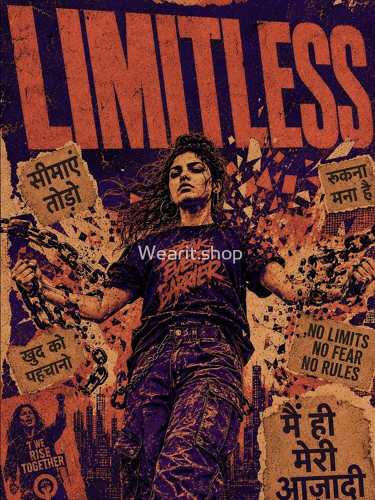 Limitless Women's Empowerment Break Every Barrier Motivational Graphic by Wearit.shop