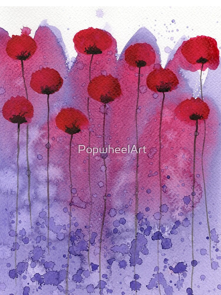 Heart Throb - Pink and Purple Ombre Watercolor Flowers by PopwheelArt