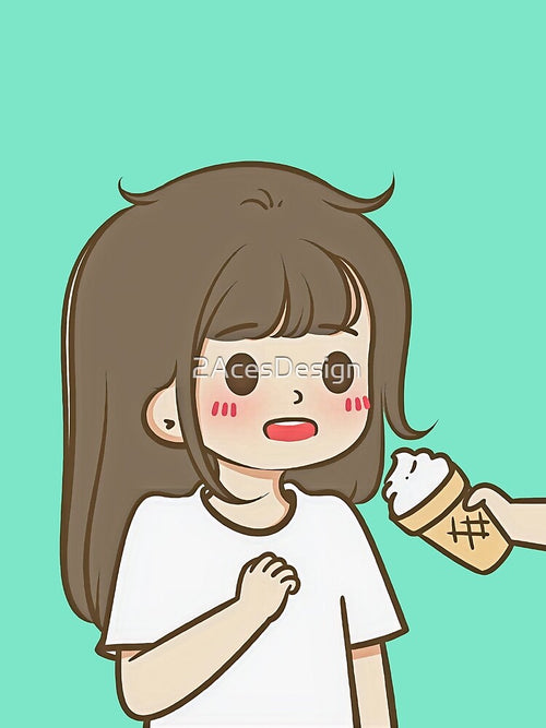 5 - Ice Cream Eating Girl, cute cartoon couples design for children, for family, for brother and sister or for best friends. by 2AcesDesign