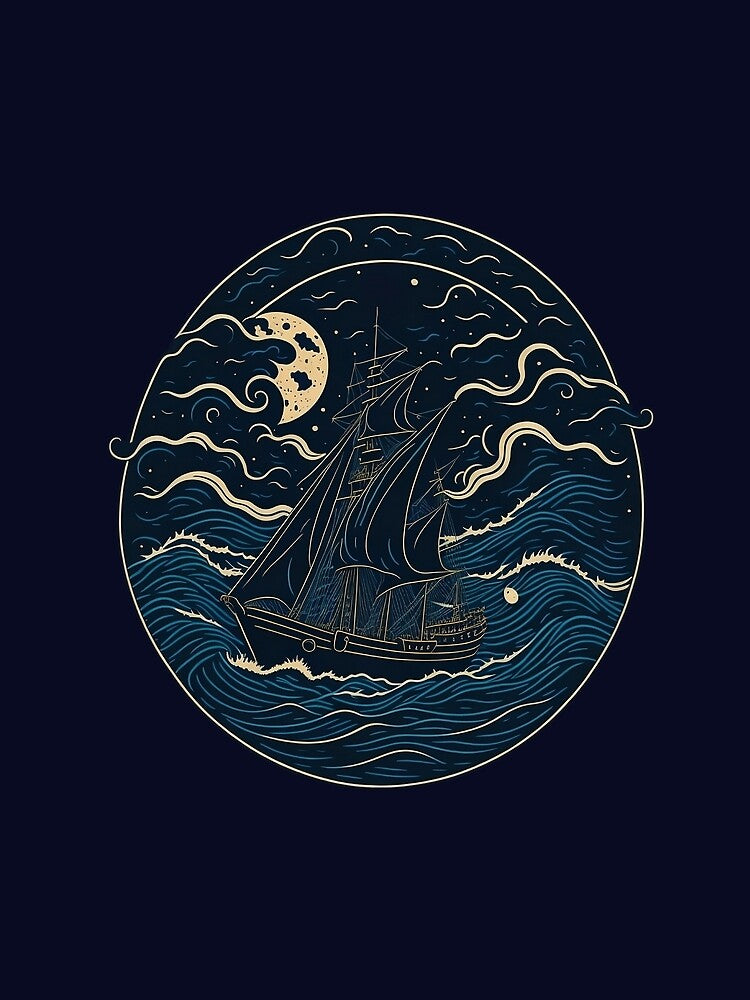 Retro Style Yacht Art by hassanjnoub Unisex , , , Long Sleeve Tee