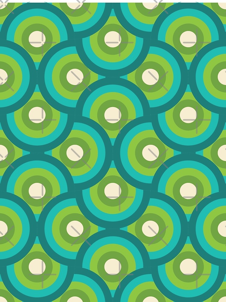 Retro Green-Blue Wavy Pattern by kjeppson Unisex , , , Long Sleeve Tee