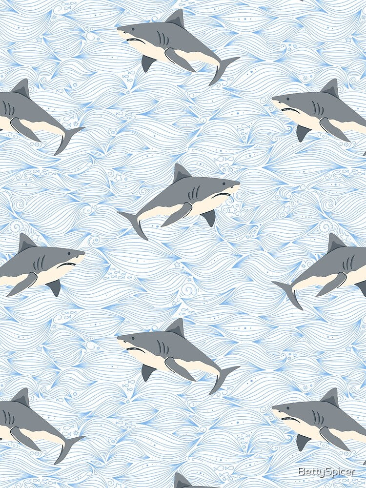 Shark Sea Waves Pattern by BettySpicer