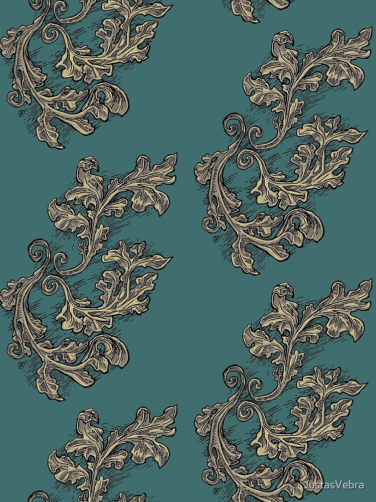 Vintage Heraldic Floral Leaf Ornamental Artwork by JustasVebra