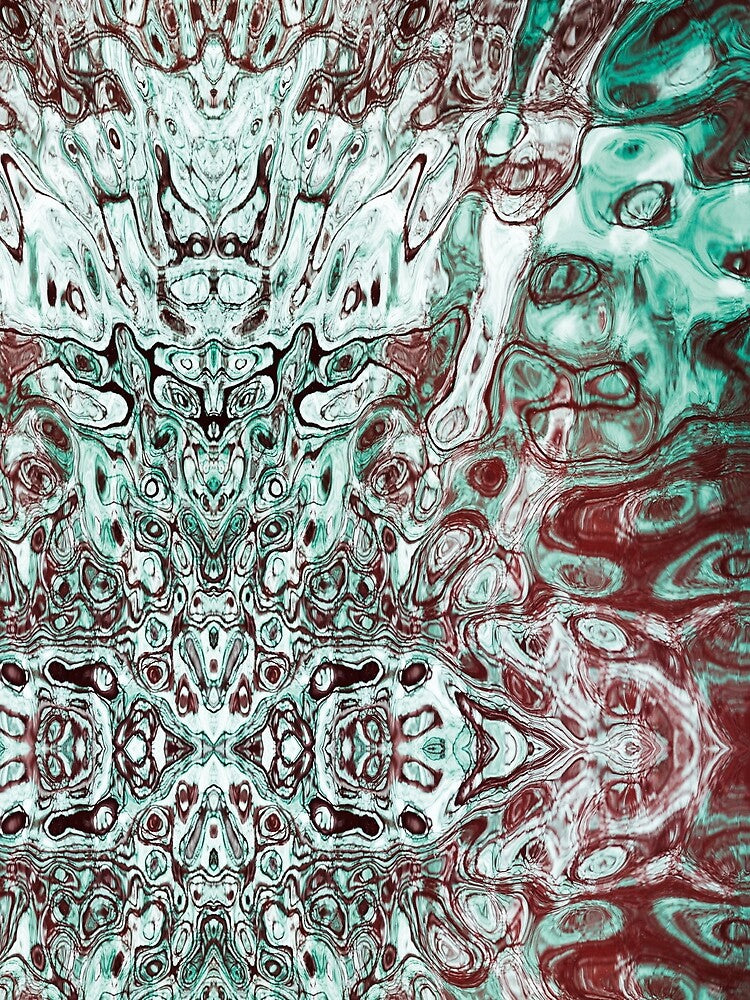 Symmetrical design in red and green by Psilographics
