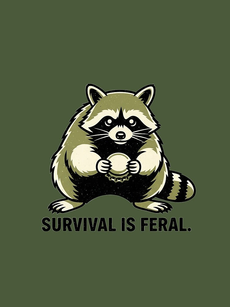Survival Is Feral – Vintage Streetwear Raccoon Illustration by JonelCrafts