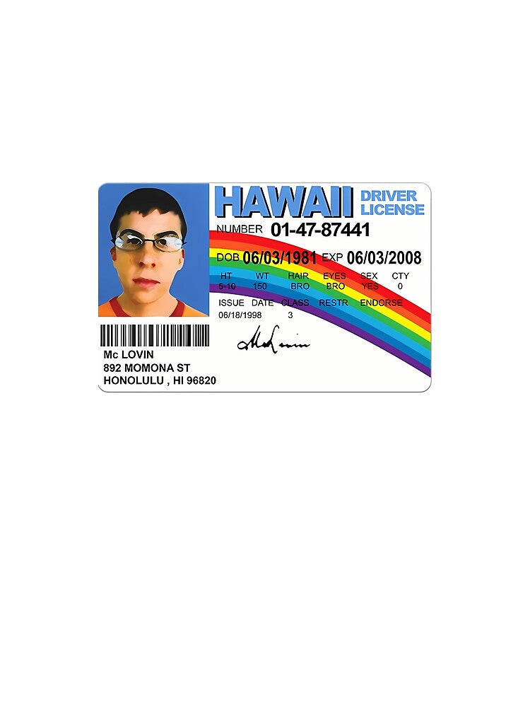 Hawall Driver License Mclovin High Quality by AutumnHoeger