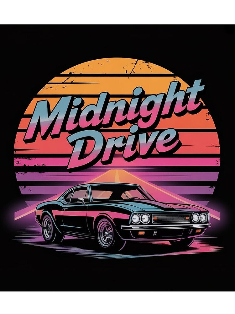 Midnight Drive – Retro Synthwave Muscle Car Neon Sunset Aesthetic by Hansonq
