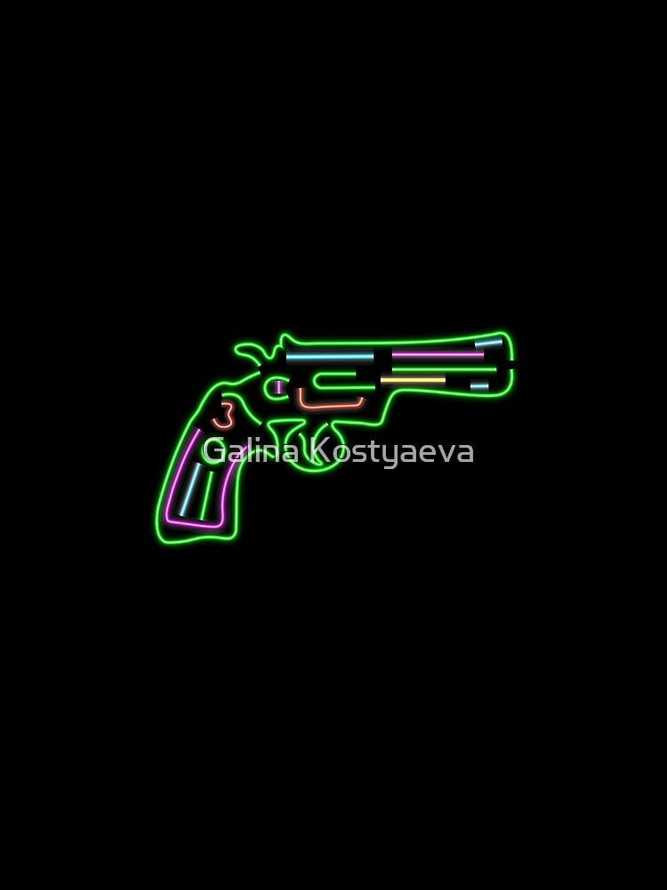 Neon gun. Design for black t-shirts. by Galina Kostyaeva