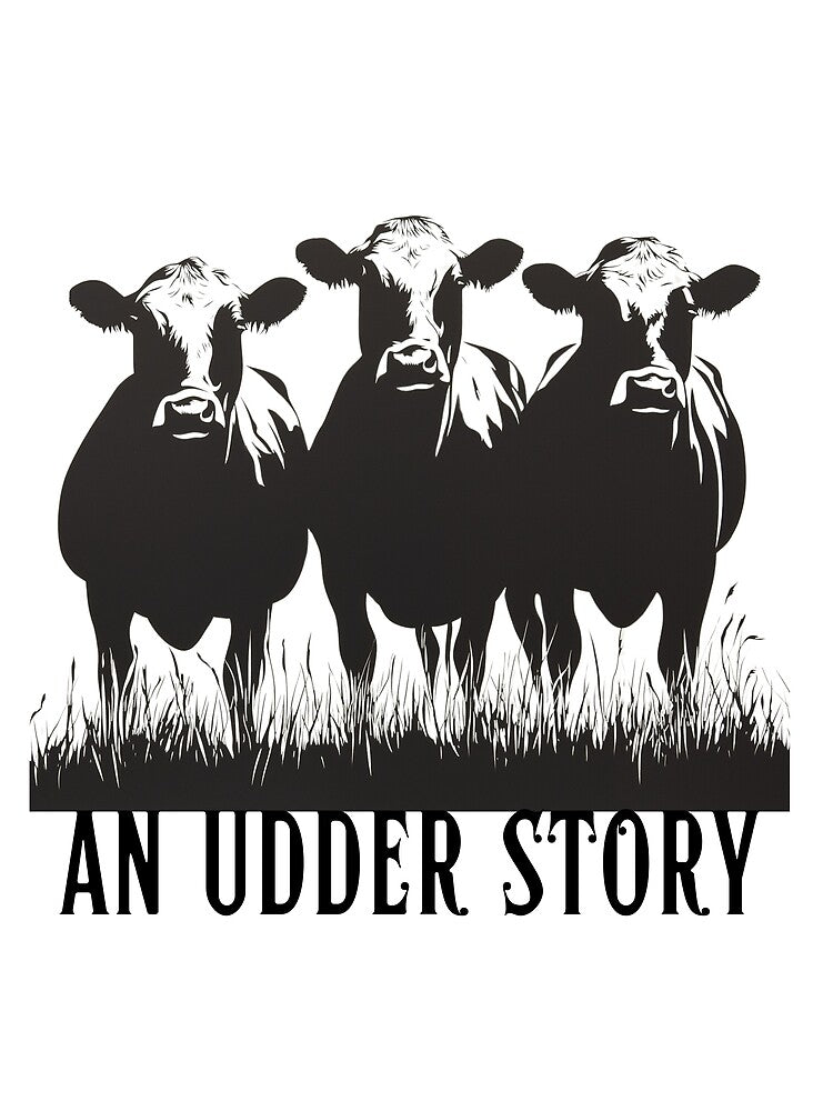 Black Cows 'An Udder Story' T-Shirt by Mytsdesigns