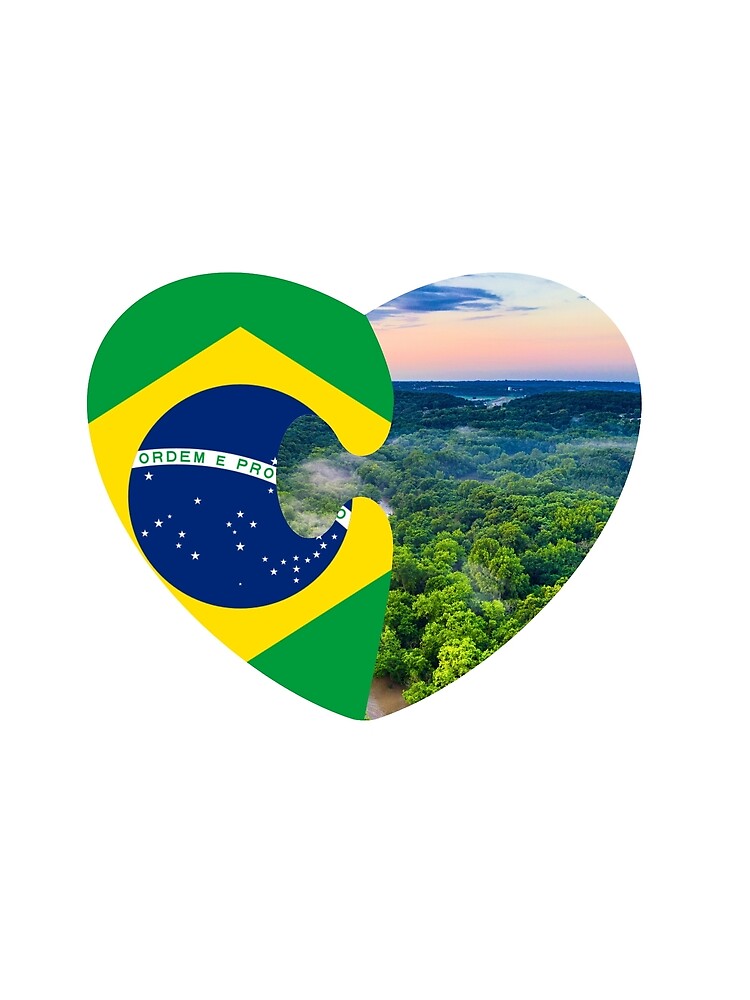 Brazil Amazon Rainforest Heart - Flag and Nature Landscape Art by StorTaly