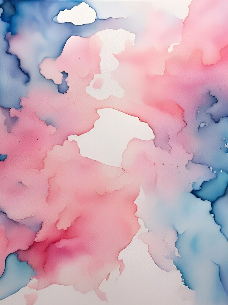 Watercolor Pink and Blue Abstract Painting by dreamscrape