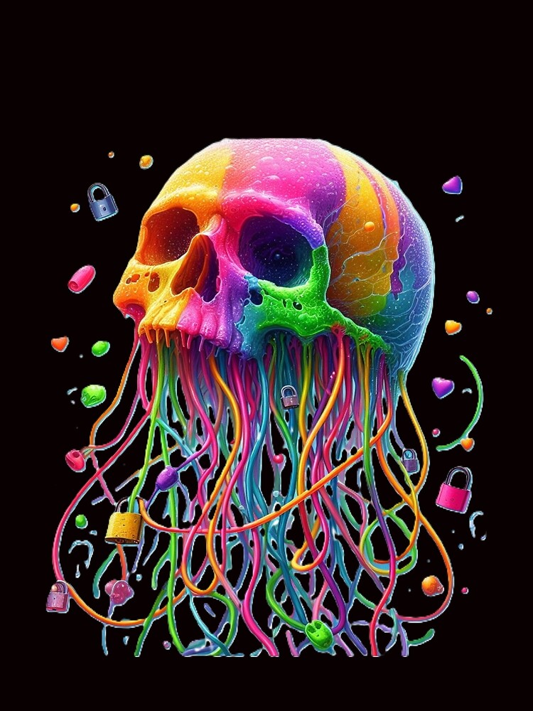 Skull - jellyfish. Colorful print on a T-shirt T-shirt for boys and girls by PrinceskiKinii