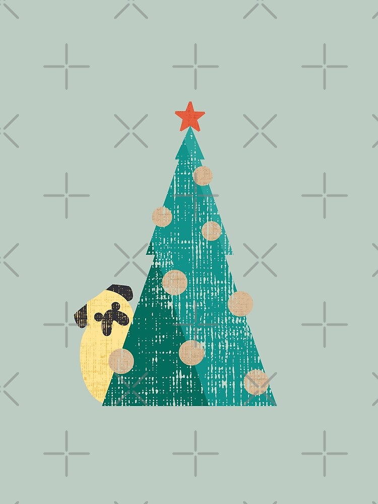 Minimal Christmas Pug by Huebucket
