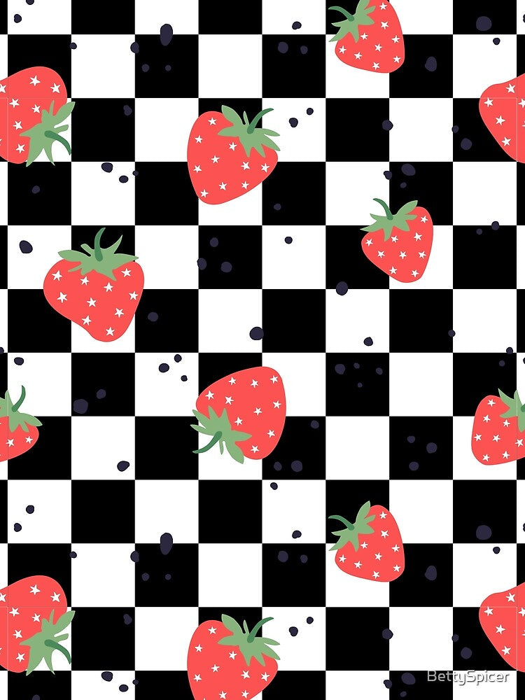 Strawberry Checkered Pattern by BettySpicer
