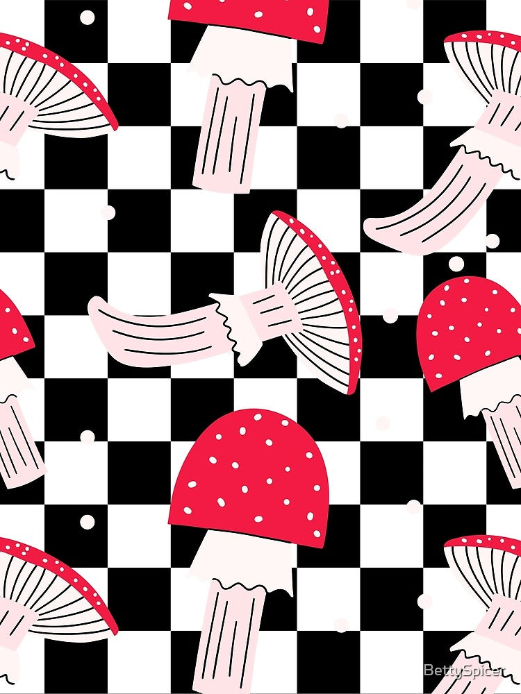 Mushroom Checkered Pattern by BettySpicer