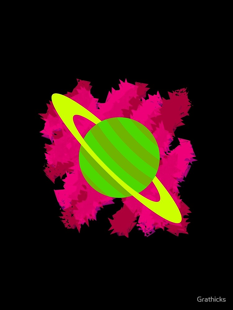 Retro Green Planet Saturn by Grathicks