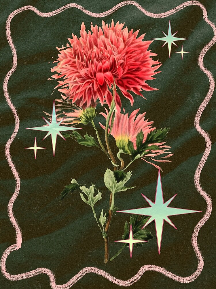 Vintage Pink and Red Flower - Vintage Nature by bowsbotanicals