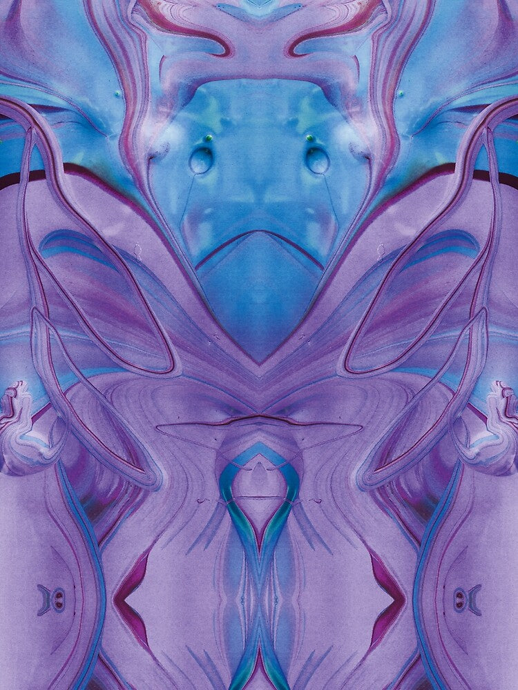 Sad Aliens - Symmetry in Purple Blue by Psilographics