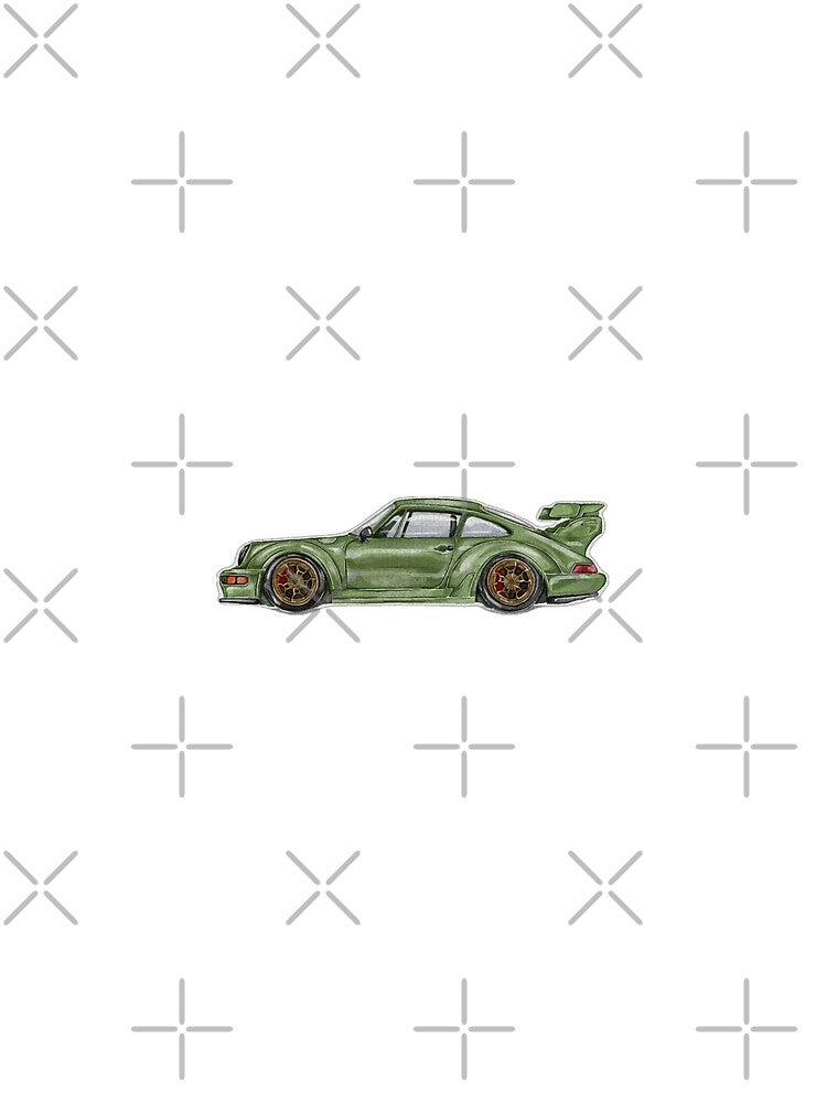 Watercolor Green Vintage Car by Norawh