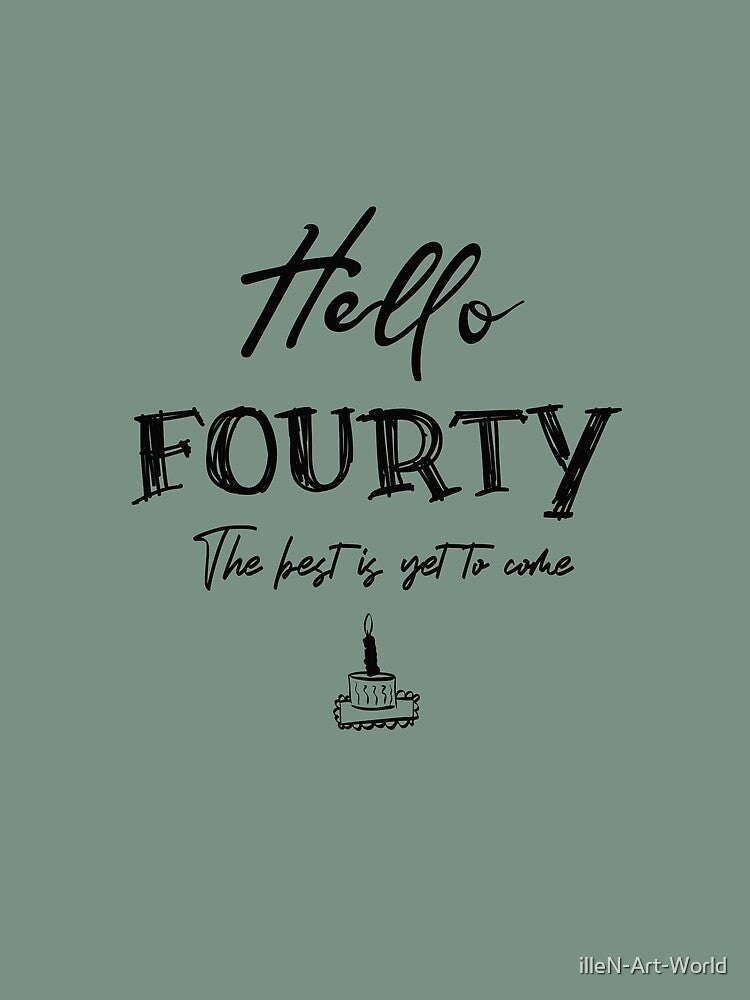 Copy of Hello Fourty, 40th Birthday Gift. A perfect gift to celebrate your thirtieth birthday with style. Black text version by illeN-Art-World