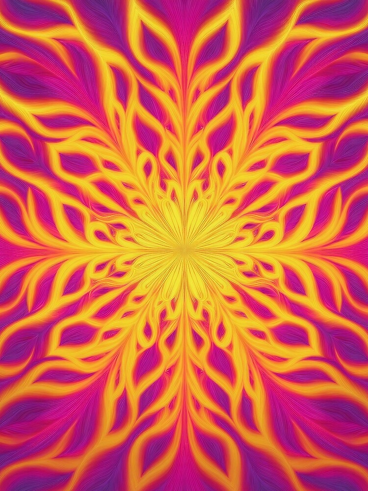 Cool Mandala Effect in Purple, Orange & Yellow Sunset Gradient Abstract by Kodexstore