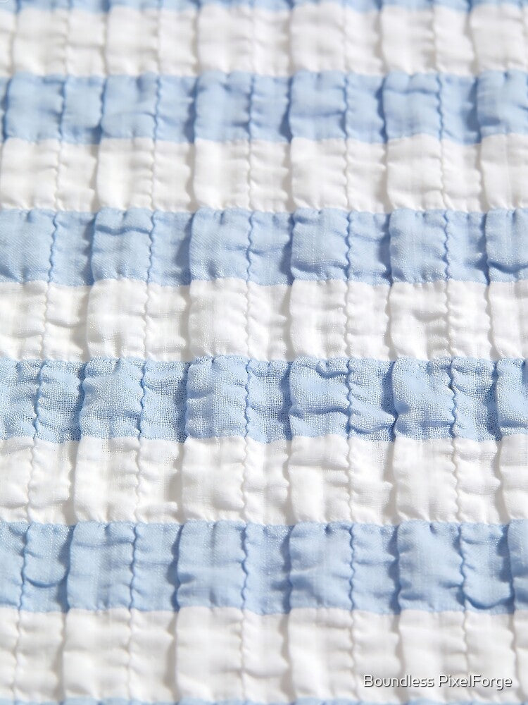 Soft Blue and White Striped Seersucker Fabric Texture by Boundless PixelForge