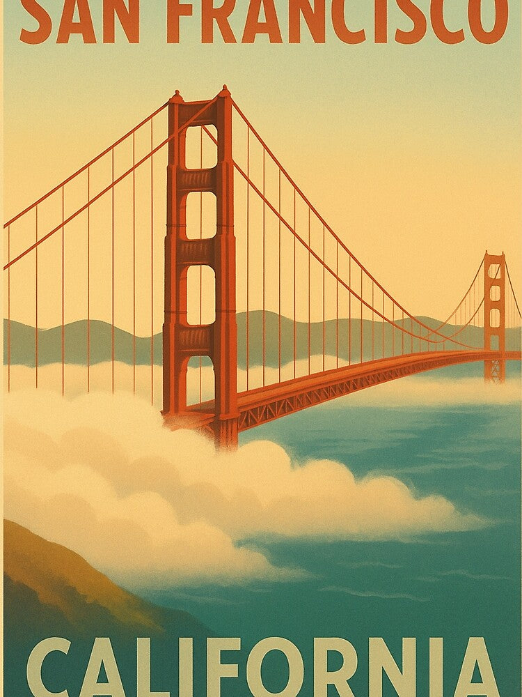 Vintage San Francisco Wall Art – Retro Golden Gate Bridge Travel Poster by TrendSh0p