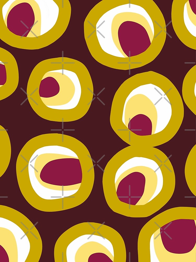 Mid-Century Modern Geometric Pattern in Shades of Burgundy and Gold by Deutschic
