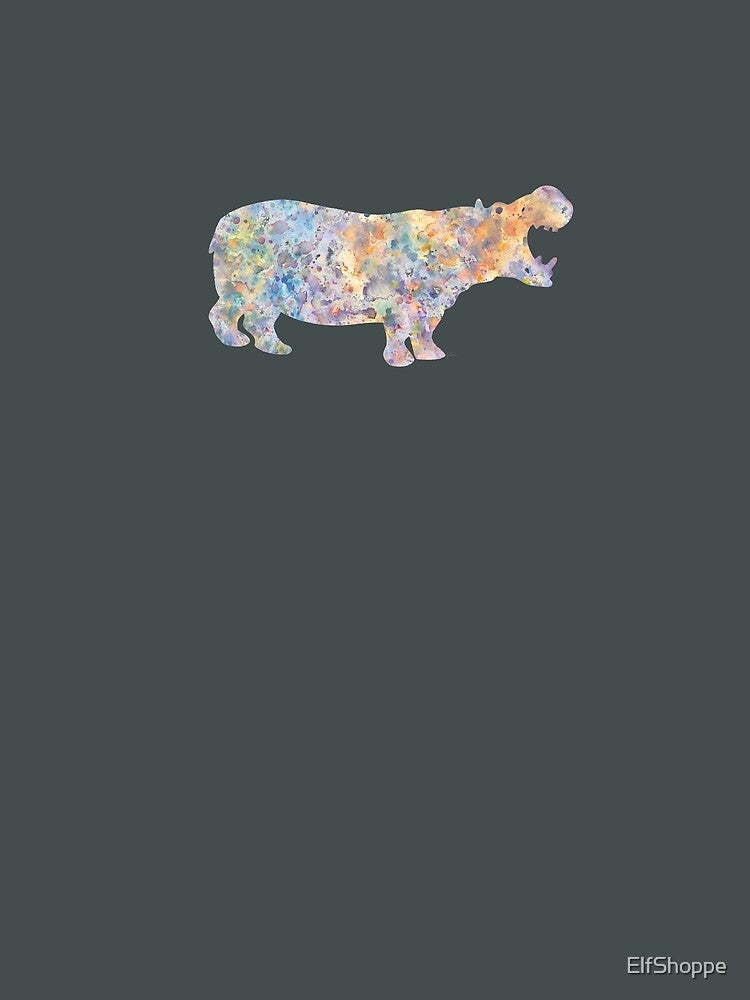Cotton Candy Hippopotamus - Watercolor Painting in Soft Pastel Shades by ElfShoppe