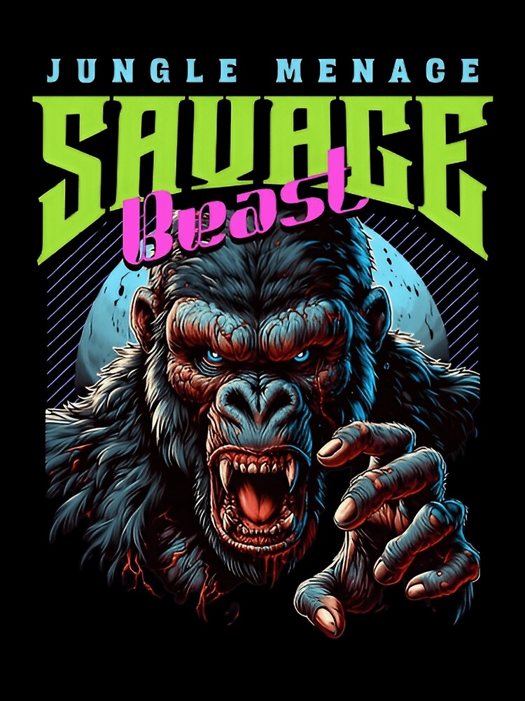 Savage Gorilla Streetwear Neon Beast Graphic Design by Creative Fashion Designs