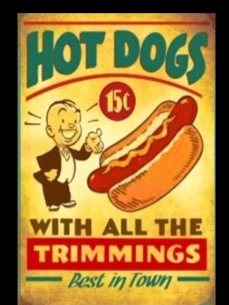 Vintage Hot Dog Poster by RetroRabbitCo