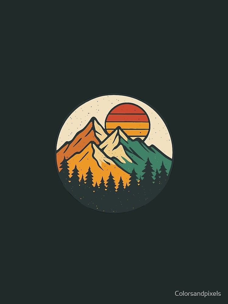 Retro Mountains with Trees by Colorsandpixels