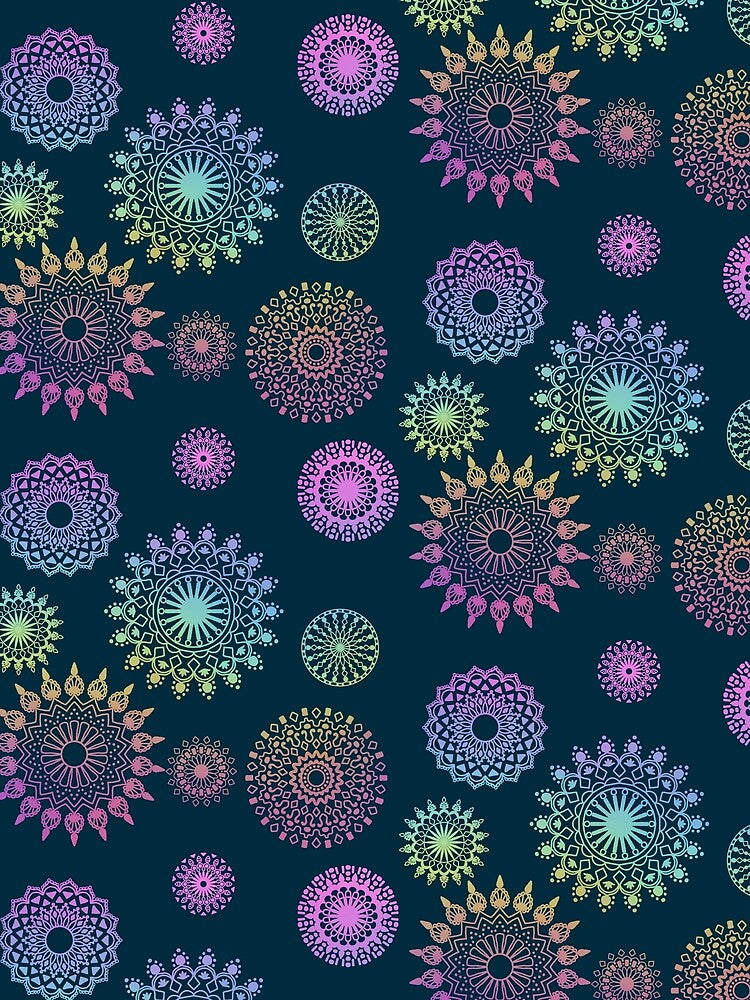 Gradient Mandalas on Navy by JaygiesDesign