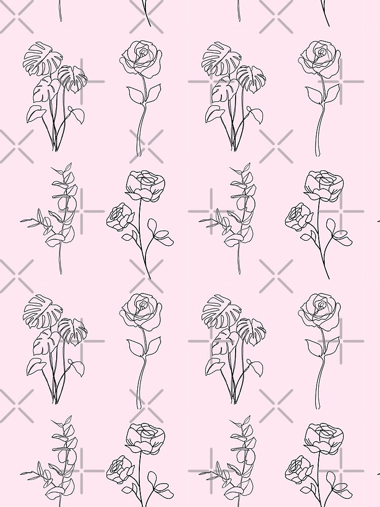Pink Plants Line Art by shopcosmiclatte