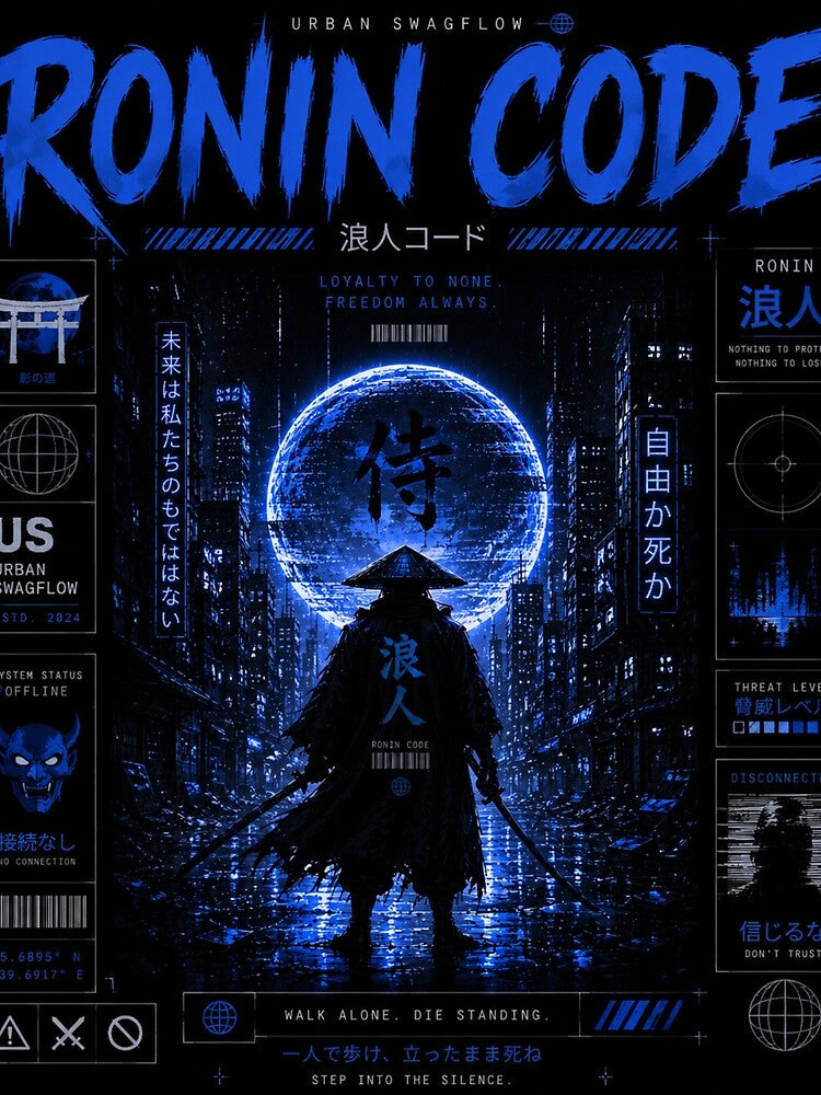 Ronin Code – Cyber Samurai Streetwear Graphic Tee by UrbanSwagFlow