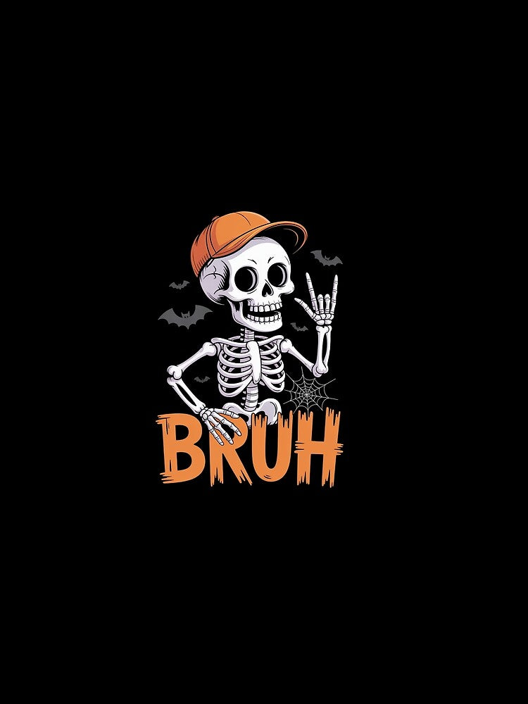 Cool Bruh Skeleton Rock On Funny Halloween Men Boys by ReadySide