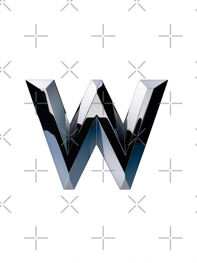Chrome 3D letter W premium emblem minimalist hero logo gaming winner icon art by icemanphotos