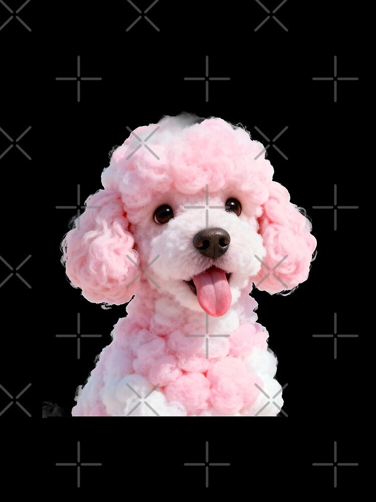 Fluffy Pink Poodle Puppy - Cute Cotton Candy Dog Art by RudArtAI