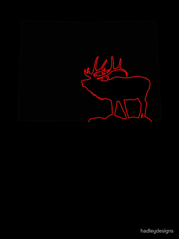 image of colorado state with outline of Elk inside black by hadleydesigns